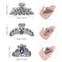 kilofly 3pc Vintage Crystal Hair Claw Clips, Long Thick Hair Metal Clamps