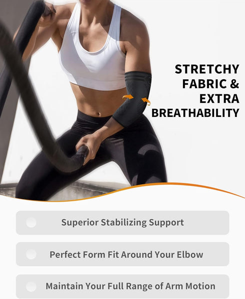 CAMBIVO 2 Pack Elbow Brace for Tendonitis, Tennis Elbow Compression Support Sleeve for Golfers Elbow Pain Relief