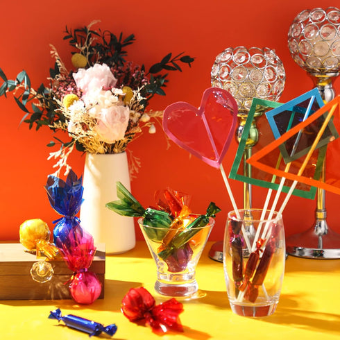 16 Pcs 28 x 40 Inch Cellophane Sheets, Colored Transparent Gift Wrap with 240 Pcs Metallic Twist Ties for Crafts