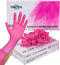 FINITEX Pink Nitrile Disposable Gloves - 3.5mil 100PCS Powder Free Latex Free Cleaning Medical Exam Gloves