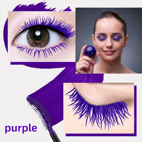 Purple Lashes Extensions Mascara, Eyes Makeup Eyelash Serum, Coloured Mascara Waterproof Fast Dry for Curling