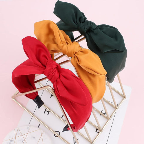 Jaciya 6pcs Knotted Bow Headbands for Women, Turban Wide Hair Bands