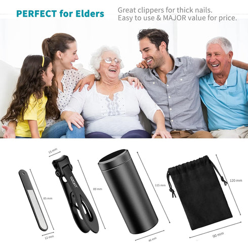 SZQHT Ultra Wide Jaw Opening Nail Clippers Set, Heavy Duty Stainless Steel Toenail Clippers for Seniors, Men & Women