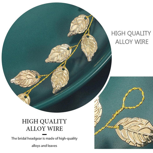 Yean Gold Leaf Wedding Headband Bridal Headpieces for Bridesmaid and Flowergirls (Gold, 15.7 Inches)