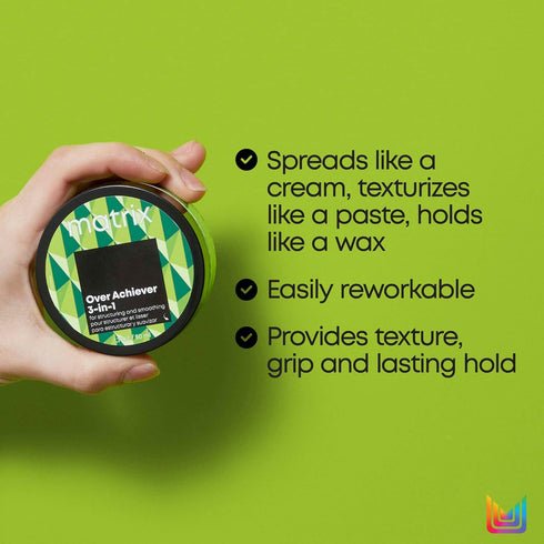 Matrix Styling Over Achiever 3-in-1 Wax, Long Lasting Texture & Grip, Reworkable Hold, 1.7 Oz for All Hair Types