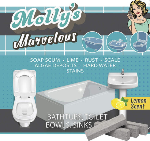 Molly's Marvelous Scrubbing Sticks, Pumice Stones for Tiles, Kitchen, and Hard Water Cleaning Tool, 4pk
