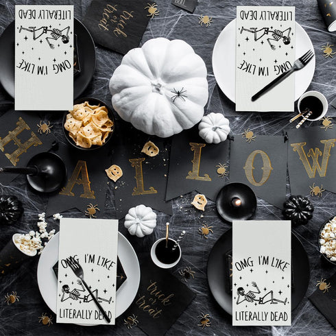 Horaldaily 100 Halloween Disposable Paper Guest Napkins, Skeleton Star Hand Towels for Party and Kitchen
