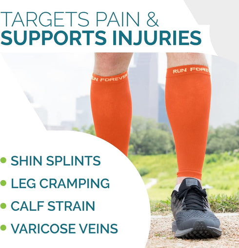 Calf Compression Sleeves - Footless Compression Socks for Runners, Shin Splints, Varicose Vein & Calf Pain Relief for