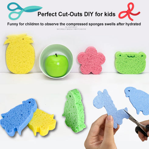 METUUTER 12-Count Kitchen Sponges | Compressed Cellulose Non-Scratch Natural Sponge for Kitchen, Bathroom, Cars | Funny