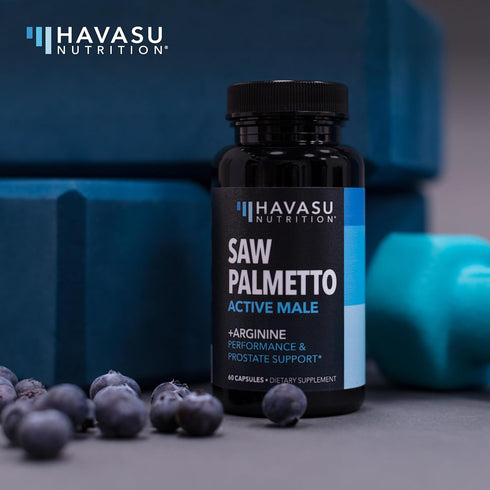 Saw Palmetto for Men with L Arginine Supplement - Hair Health & Male Support, 60 Male Pills with Plant-Based Ingredients