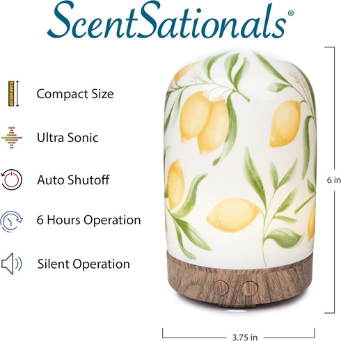 ScentSationals Essential Oil Diffuser - Aromatherapy Diffuser for Living Room or Bedroom, Lemon Drop Scent