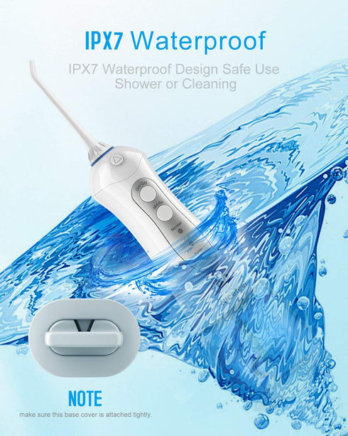 Nicefeel Cordless Water Flosser, 300ML, Portable USB Rechargeable Oral Irrigator, IPX7 Waterproof, 3 Modes, 4 Jet Tips,