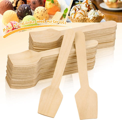 300 Pcs Disposable Mini Wooden Spoons, 3.75" Tasting Spoons, Ice Cream Spoon Sampling Spoons