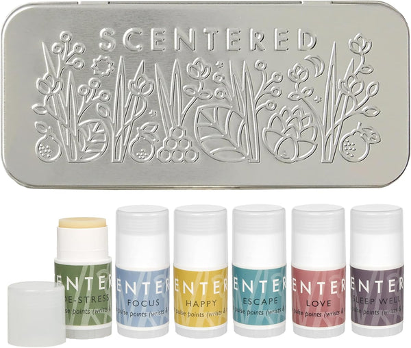 Scentered Aromatherapy Gift Set, Mini Roll On Essential Oil Balms for Sleep,