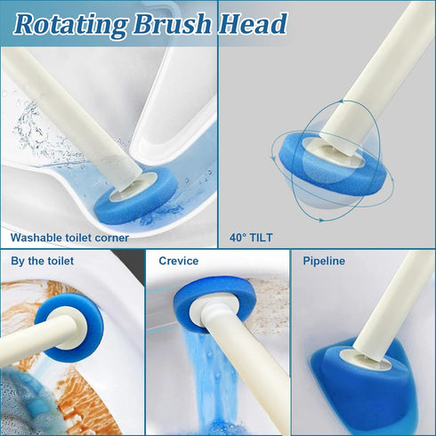 Disposable Toilet Bowl Brush Set, Toilet Cleaner Wand with Long Handle, Wall Mounted Cleaning System for Bathroom (1
