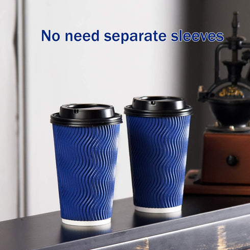 Kindpack 16 oz (90 Set) Disposable Coffee Cups with Lids and Straws - Togo Hot Paper Coffee Cup with Lid To Go