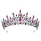 SWEETV Hot Pink Rhinestone Crystal Tiara Crown for Women, Antique Silver Metal Headband for Prom Birthday