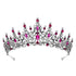 SWEETV Hot Pink Rhinestone Crystal Tiara Crown for Women, Antique Silver Metal Headband for Prom Birthday