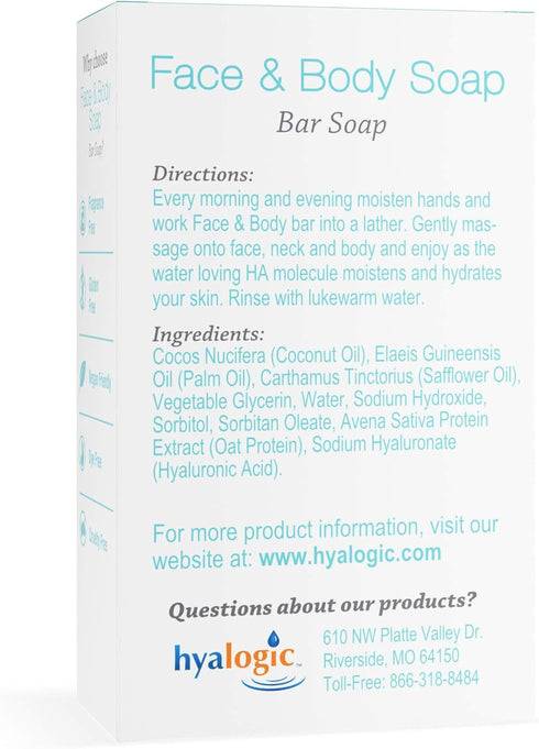 Hyalogic Hyaluronic Acid Soap for Face & Body - 4 Oz Natural Moisturizer Soap with Coconut Extract