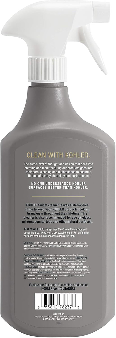 K-EC23723-NA Ammonia 28 Oz KOHLER Faucet Cleaner, Kitchen and Bathroom Cleaner, Streak Free Shine, and Alcohol Free, FL