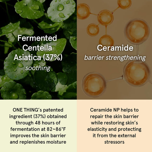 ONE THING Cica Ceramide Cream 2.47 Oz - Centella Asiatica Soothing Hydrating Facial Moisturizer for All Skin Types