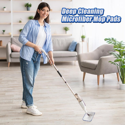 4 Pieces Microfiber Cleaning Pads Compatible with Bona Mop: Reusable 18 Inch Mop Replacement Pads for Floor Cleaning