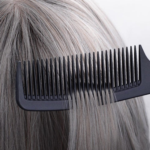 Large Detangling Comb - Professional Handle, Carbon Fiber, Cutting, Hairdressing, Styling, Round Tooth, Travel Hair