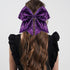 Large 7 Inch Glitter Bow Clip, Sequin Bling Party Hair Accessories for Women, Teens, Girls, Kids (Dark Purple)