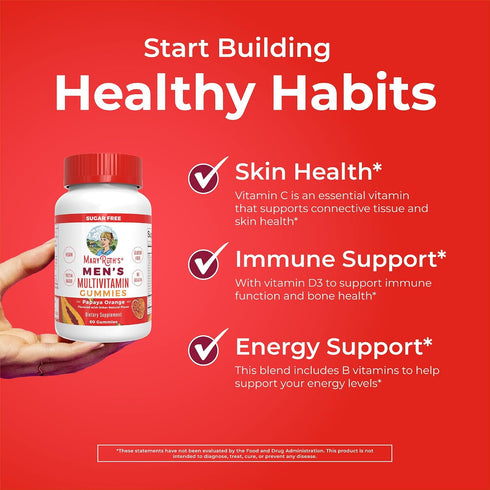 Gummies B6, B12, Immunity 60 Count MaryRuth's Multivitamin for Men | Vitamin A, C, D, E, Biotin, Zinc | Energy