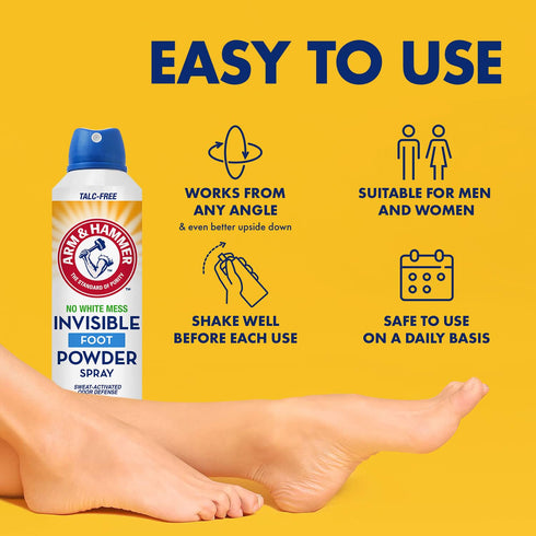 Hammer 7 Oz (3 Pack) Arm & Invisible Foot Powder Spray, Clear Talc-Free Sweat Control, Odor Eliminating Foot Spray