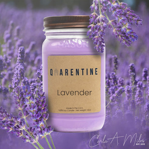 Qarentine 100% Therapy(16oz) Organic Soy Wax Lavender Scented Vegan Candle | Floral & Sweet Aroma | Pure Soy