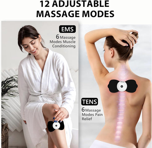 Wireless TENS & EMS Unit Back Pain Relief Massager - APP Controlled Bluetooth Muscle Stimulator for Back, Shoulder,