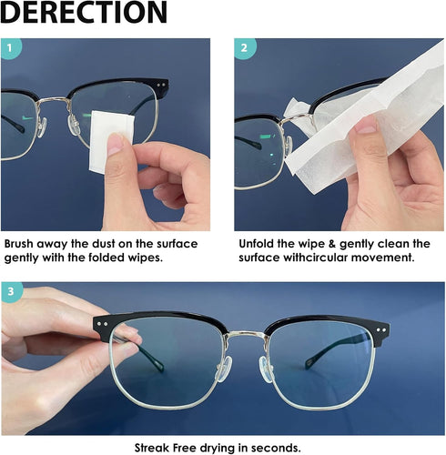 200 Count Lens Wipes for Eyeglasses, Pre-moistened Scratch-Free Streak-Free Cleaner Wipes