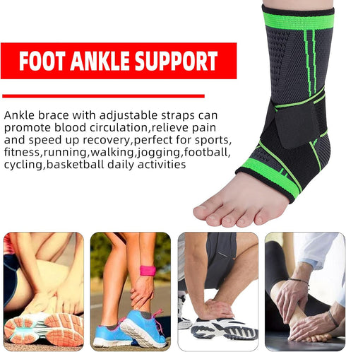 Ankle Support Brace, Breathable Compression Sleeve with Adjustable Wrap for Plantar Fasciitis, Achilles Pain