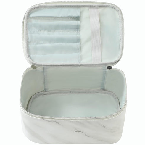 Meiyuuo Makeup Bag, Small Cosmetic Bags for Women, Waterproof Zipper Pouch Makeup Organizer (White Marble)
