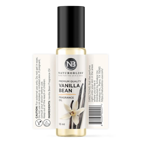 NaturoBliss Vanilla Perfume Oil Roll-On, 10 ml 1 Unit, Vanilla Bean Fragrance, 0.33 Fl Oz