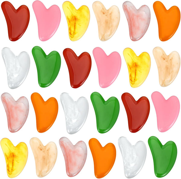 Ubamdom 24 Pcs Gua Sha Facial Tool Resin Gua Sha Massage Tool Heart
