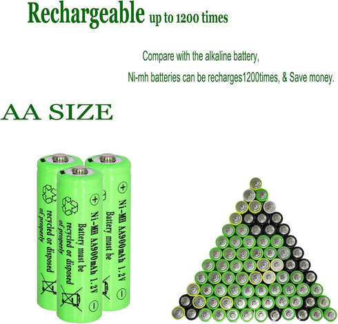 8 Packs Solar Lights Batteries AA900mah 1.2V Ni-MH Rechargeable Double A Battery for Outdoor Solar Lights, String Lights, Pathway Lights