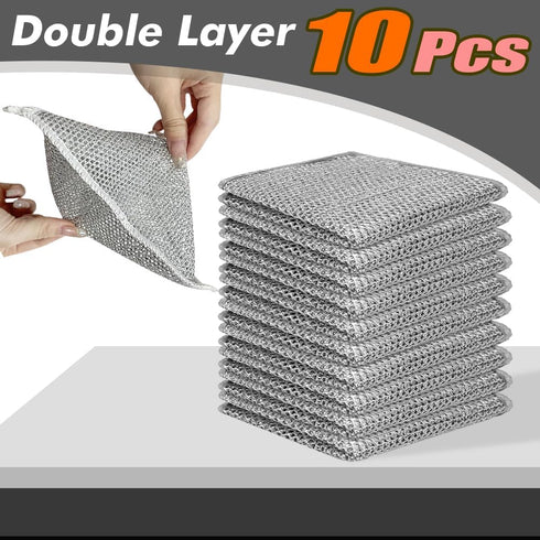 10 Pcs Reusable Wire Dishwashing Rags, Non-Scratch Multipurpose Cleaning Pads for Washing Dishes, Pots, Pans