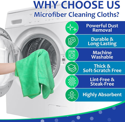 3 Pcs Extra Large Microfiber Cleaning Cloth, 30" x 20", Washable Reusable Towel, Streak Free, Lint Free, Red, Blue,
