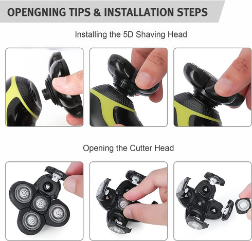 Telfun Shaver Replacement Blades, 5 Heads Electric Razor Shaver Head for Easy Install