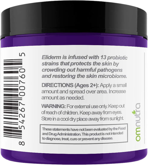 OmNutra 4OZ 13 Topical Probiotic Skin Cream - Jar Strain Moisturizing Probiotic Lotion Eczema Treatment Psoriasis