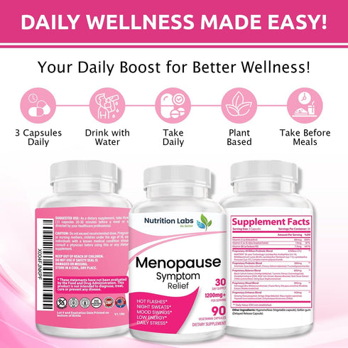 NUTRITION LABS BE BETTER 90 Menopause Symptom Relief and Support Supplement for Women, MAKTrek Technology Clinically