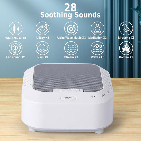 LSXKAMIX 28 3 Noise Sound Machine with Soothing Sounds Night Light White Noise Machine for Adults Baby Kids Sleep