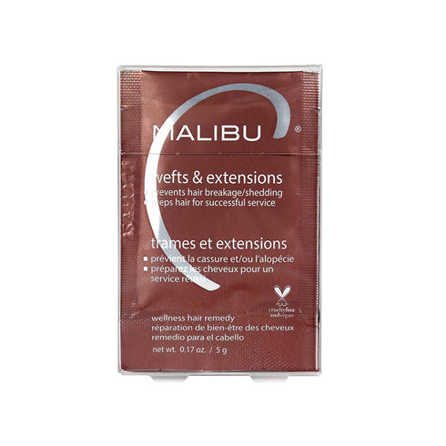 Malibu C Mini Malibu Rehab Wefts & Extensions - Contains 2 Hair Remedy Packets - Removes Build Up + Prevents Hair Breakage - Hydrating Hair Care for Preventing Breakage