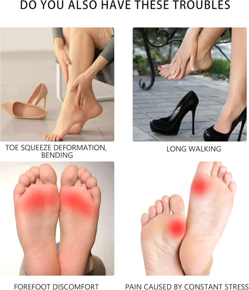 Ball of Foot Cushions for Women, 4 Pairs Fabric Metatarsal Pads for Pain Relief and Foot Health Care