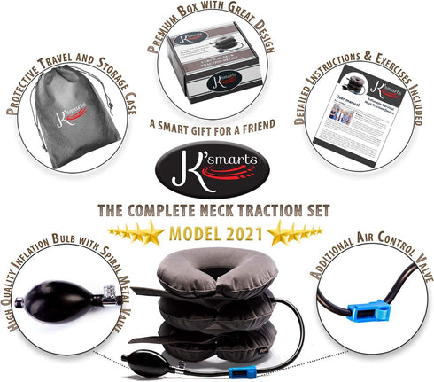 Pinched Nerve Neck Stretcher Cervical Traction Device for Home Pain Treatment | Inflatable Spinal Decompression Collar