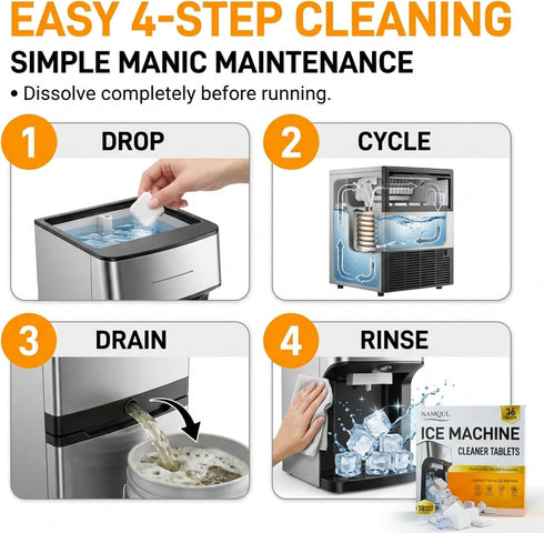 NAMQUL (36 Ice Machine Cleaner Tablets Tablets), Ice Maker Cleaner & Descaler, Nickel Safe Scale Remover, Removes