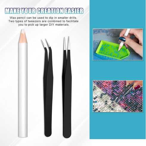 Maitys 22 Pieces Wax Pencil Set for Rhinestones, Nail Art Gem Dotting Tools with Tweezers, Sharpener, and Triangular