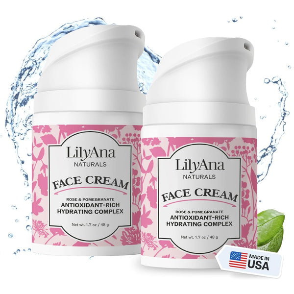 LilyAna Naturals Face and Neck Moisturizer for Women and Men, Dry Skin and Dark Spot Brightening Cream, 1.7oz (Pack of